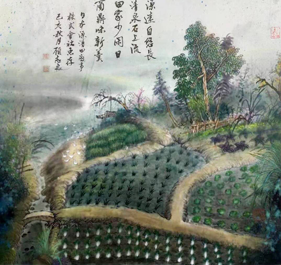 顾志良作品5《田家少闲日》50cmX50cm 2019年